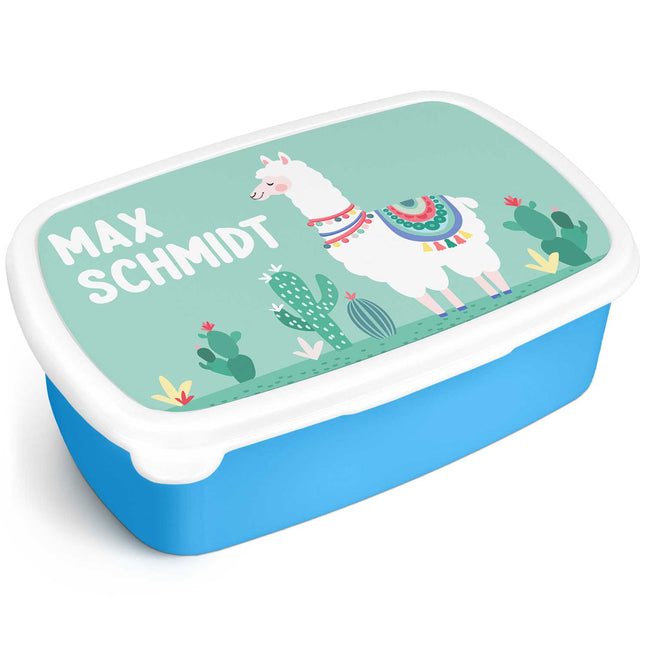 SEO. Bedruckte Lunchbox für Kinder - Lama - Blau Linkreich