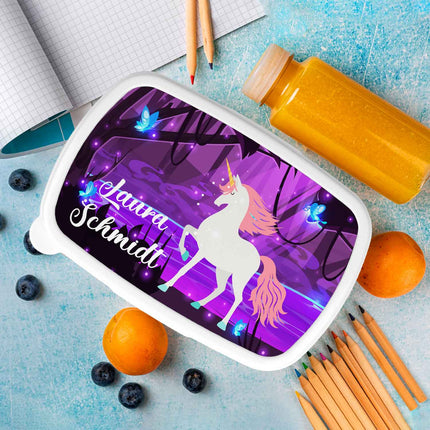 SEO. Bedruckte Lunchbox für Kinder - Magischer Wald - Blau Linkreich