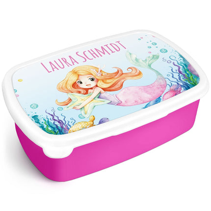 SEO. Bedruckte Lunchbox für Kinder - Meerjungfrau - Pink Linkreich