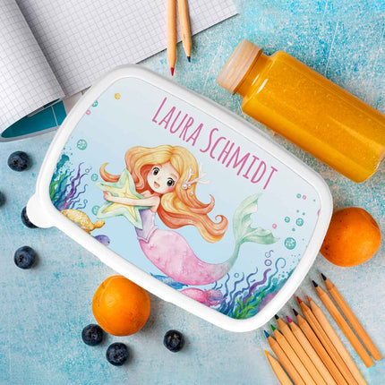 SEO. Bedruckte Lunchbox für Kinder - Meerjungfrau - Blau Linkreich
