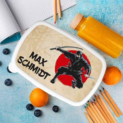 SEO. Bedruckte Lunchbox für Kinder - Ninja - Blau Linkreich