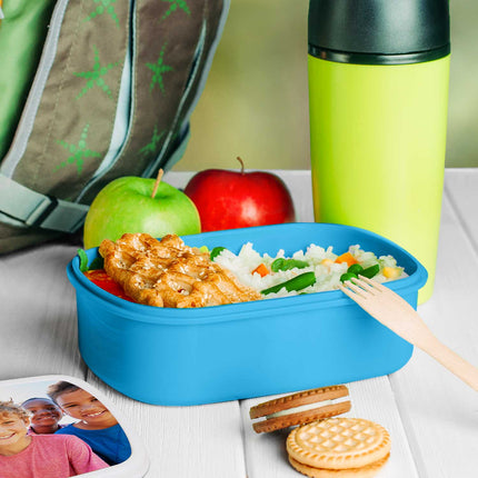 SEO. Bedruckte Lunchbox für Kinder - Personalisiert mit Foto - Blau Linkreich