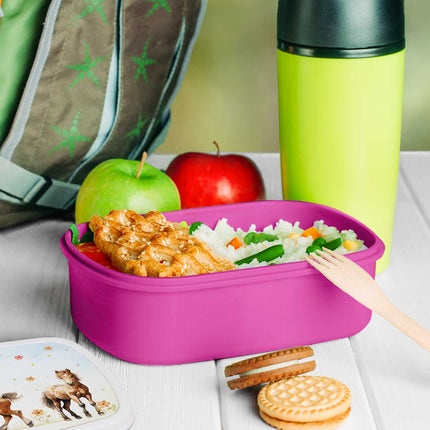 SEO. Bedruckte Lunchbox für Kinder - Pferde - Weiß Linkreich