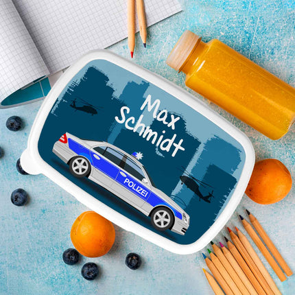 SEO. Bedruckte Lunchbox für Kinder - Polizei - Blau Linkreich