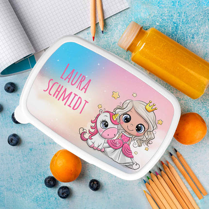 SEO. Bedruckte Lunchbox für Kinder - Prinzessin - Blau Linkreich