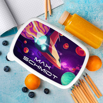 SEO. Bedruckte Lunchbox für Kinder - Raumschiff - Blau Linkreich