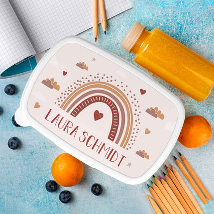 SEO. Bedruckte Lunchbox für Kinder - Regenbogen - Blau Linkreich