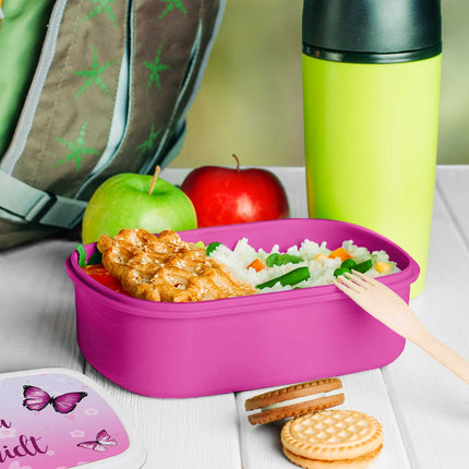 SEO. Bedruckte Lunchbox für Kinder - Schmetterling - Pink Linkreich