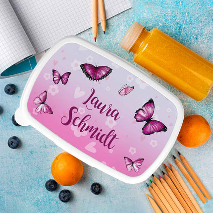 SEO. Bedruckte Lunchbox für Kinder - Schmetterling - Blau Linkreich