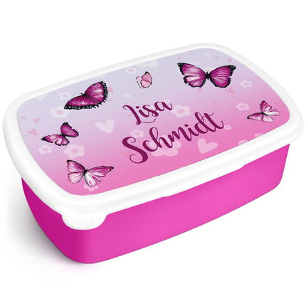 SEO. Bedruckte Lunchbox für Kinder - Schmetterling - Pink Linkreich