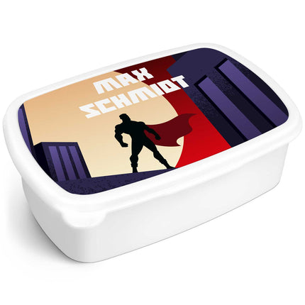 SEO. Bedruckte Lunchbox für Kinder - Superhelden - Weiß Linkreich
