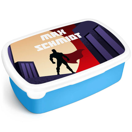 SEO. Bedruckte Lunchbox für Kinder - Superhelden - Blau Linkreich