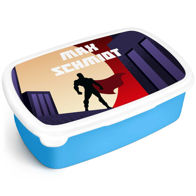 SEO. Bedruckte Lunchbox für Kinder - Superhelden - Blau Linkreich