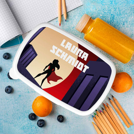 SEO. Bedruckte Lunchbox für Kinder - Superhelden - Blau Linkreich