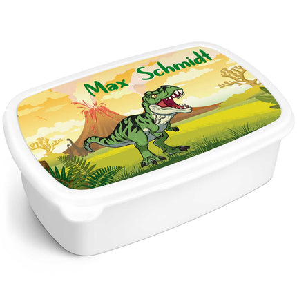 SEO. Bedruckte Lunchbox für Kinder - T - Rex - Weiß Linkreich