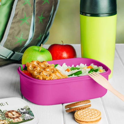 SEO. Bedruckte Lunchbox für Kinder - Tiergruppe Safari - Pink Linkreich
