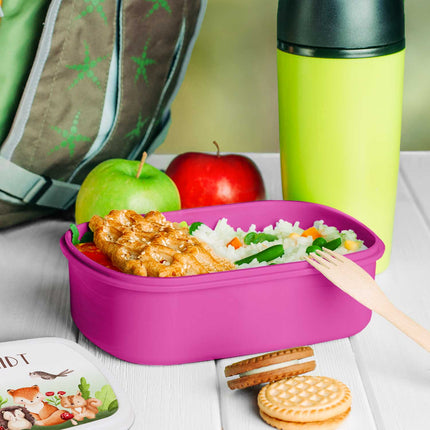 SEO. Bedruckte Lunchbox für Kinder - Tiergruppe Waldtiere - Pink Linkreich