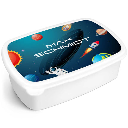 SEO. Bedruckte Lunchbox für Kinder - Weltall - Weiß Linkreich