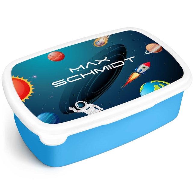 SEO. Bedruckte Lunchbox für Kinder - Weltall - Blau Linkreich