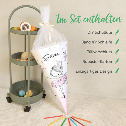 SEO. Bedruckte Schultüte mit Namen - Ballerina - Linkreich