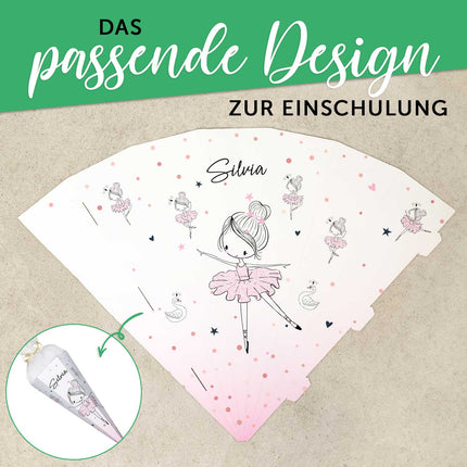 SEO. Bedruckte Schultüte mit Namen - Ballerina - Linkreich
