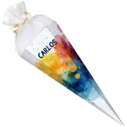 SEO. Bedruckte Schultüte mit Namen - Color Splash - Linkreich