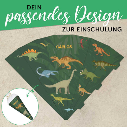 SEO. Bedruckte Schultüte mit Namen - Dinosaurier - Linkreich