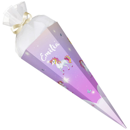 SEO. Bedruckte Schultüte mit Namen - Einhorn Rosa - Linkreich