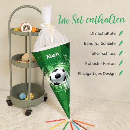 SEO. Bedruckte Schultüte mit Namen - Fußball - Linkreich