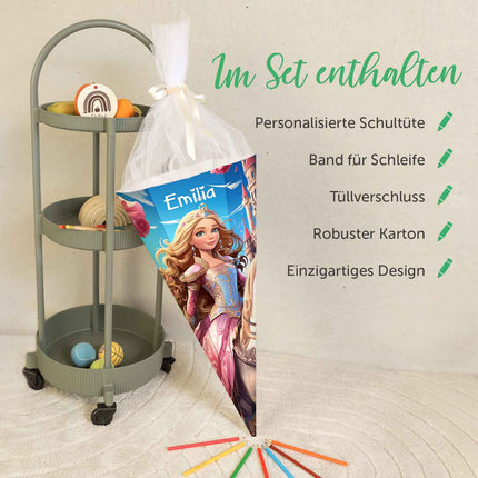 SEO. Bedruckte Schultüte mit Namen - Prinzessin - Linkreich