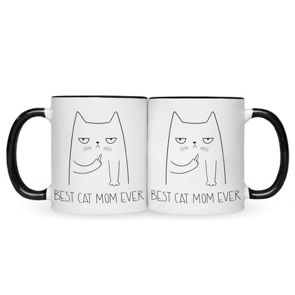 SEO. Bedruckte Tasse Best Cat Parent Ever - Mom Schwarz & Weiß Linkreich