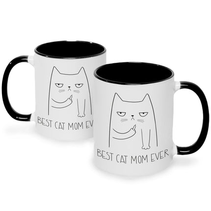 SEO. Bedruckte Tasse Best Cat Parent Ever - Mom Schwarz & Weiß Linkreich