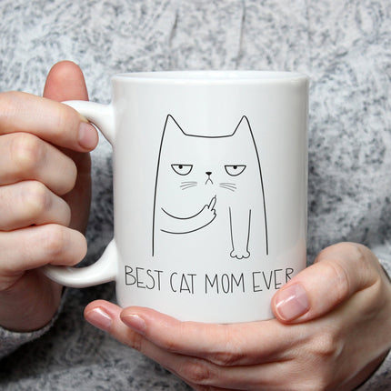 SEO. Bedruckte Tasse Best Cat Parent Ever - Mom Weiß Linkreich
