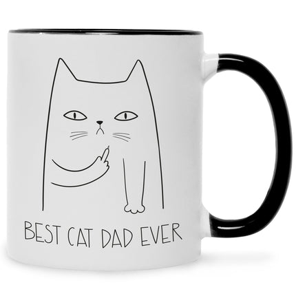 SEO. Bedruckte Tasse Best Cat Parent Ever - Dad Schwarz & Weiß Linkreich