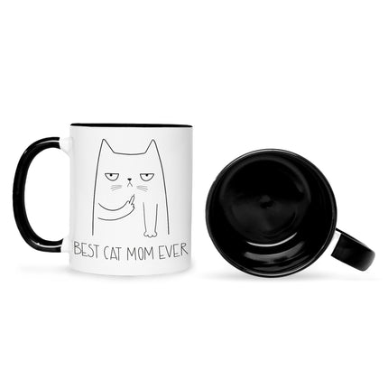 SEO. Bedruckte Tasse Best Cat Parent Ever - Mom Schwarz & Weiß Linkreich