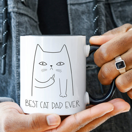 SEO. Bedruckte Tasse Best Cat Parent Ever - Dad Schwarz & Weiß Linkreich