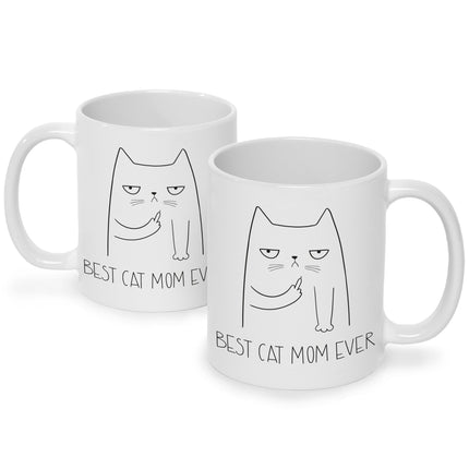 SEO. Bedruckte Tasse Best Cat Parent Ever - Mom Weiß Linkreich