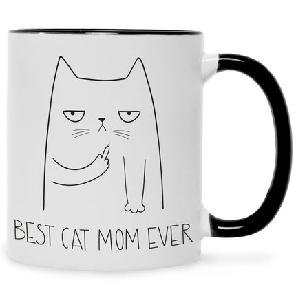 SEO. Bedruckte Tasse Best Cat Parent Ever - Mom Schwarz & Weiß Linkreich