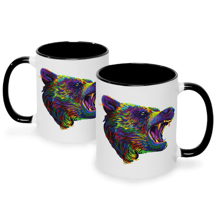 SEO. Bedruckte Tasse Bunter Bär - Schwarz & Weiß Linkreich