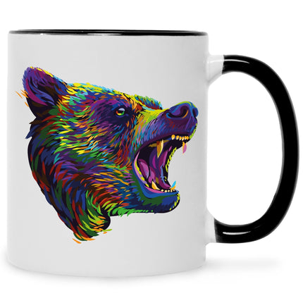 SEO. Bedruckte Tasse Bunter Bär - Schwarz & Weiß Linkreich