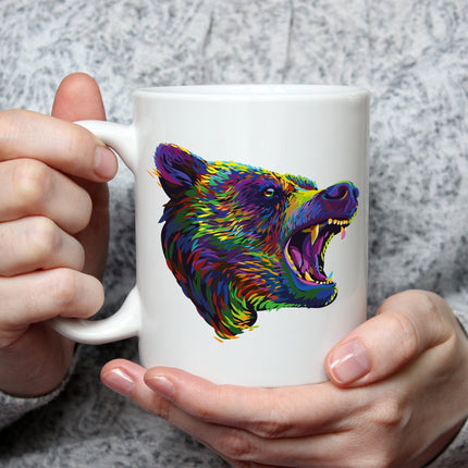 SEO. Bedruckte Tasse Bunter Bär - Weiß Linkreich