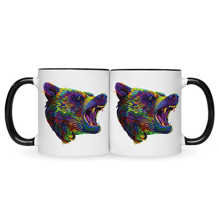 SEO. Bedruckte Tasse Bunter Bär - Schwarz & Weiß Linkreich