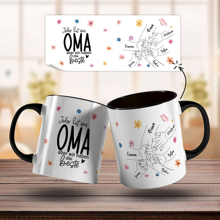 SEO. Bedruckte Tasse - Hände halten Mama - Geschenk zum Muttertag - Rot Linkreich