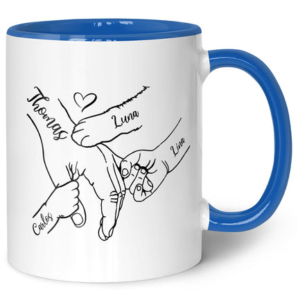 SEO. Bedruckte Tasse - Hände halten Papa Opa - Geschenk zum Vatertag - Blau Linkreich