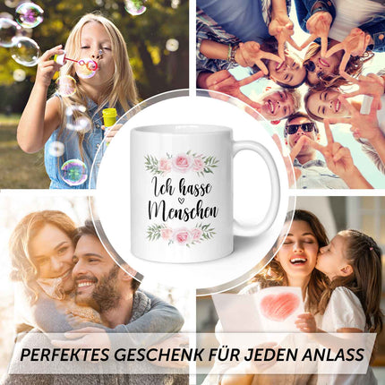 SEO. Bedruckte Tasse Ich hasse Menschen - Weiß Linkreich