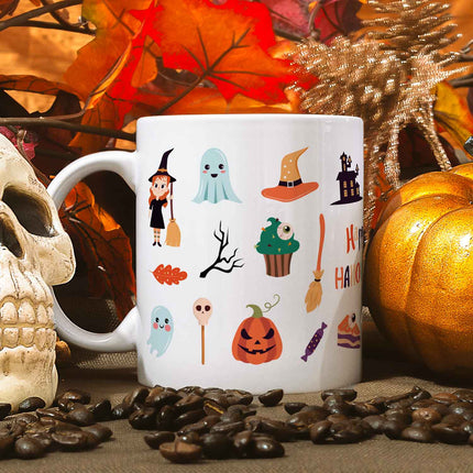 SEO. Bedruckte Tasse im Halloween Motive Design - Weiß Linkreich