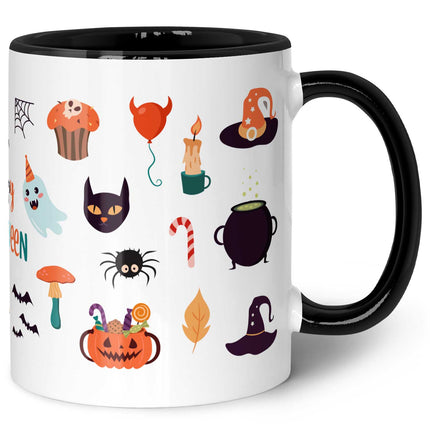 SEO. Bedruckte Tasse im Halloween Motive Design - Schwarz & Weiß Linkreich