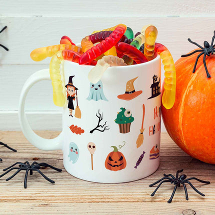 SEO. Bedruckte Tasse im Halloween Motive Design - Weiß Linkreich