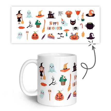 SEO. Bedruckte Tasse im Halloween Motive Design - Weiß Linkreich