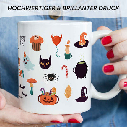 SEO. Bedruckte Tasse im Halloween Motive Design - Weiß Linkreich